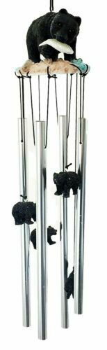 American Black Bear River Fishing Resonant Relaxing Wind Chime Garden Patio - £24.77 GBP