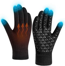 Winter Gloves for Women Men Touch Screen Warm Knit Gloves  (Black,Size:L) - £6.94 GBP
