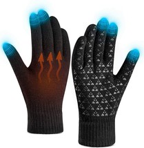 Winter Gloves for Women Men Touch Screen Warm Knit Gloves  (Black,Size:L) - £7.06 GBP