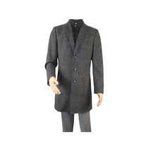 Men RENOIR Wool Blend Charcoal Gray English Plaid 3/4 Length Coat 43-18-095 image 5