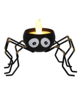 NEW Halloween Spider LED Tealight Candle &amp; Holder 3D glittery legs black... - £7.93 GBP