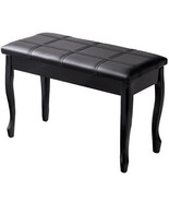 Solid Wood PU Leather Piano Bench with Storage-Black - Color: Black - £65.66 GBP