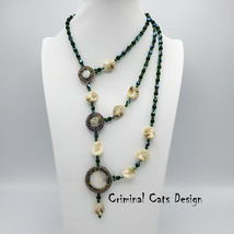 Mother of Pearl Necklace Asymetric Three Strand "Florence by Night"