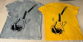 Lot of 2 John Varvatos Star USA Men&#39;s Stone Wash Broken Guitar Graphic T... - $59.98