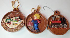 ES Molds Train Village Drummer Boy Ceramic Handpainted x3 Ornaments Vint... - $17.77