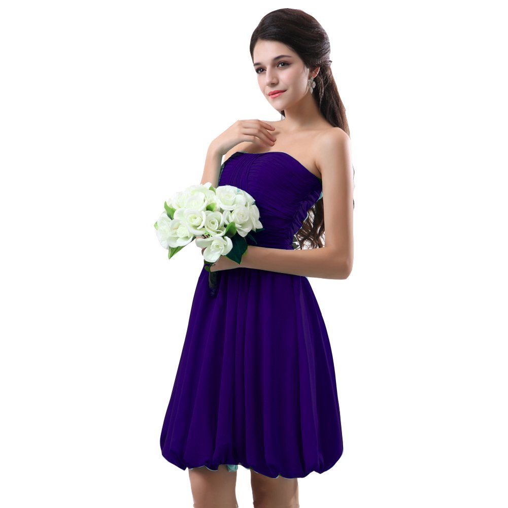 Kivary Women's Short Pleated Beach Bridesmaid Dresses Knee Length Royal Blue US