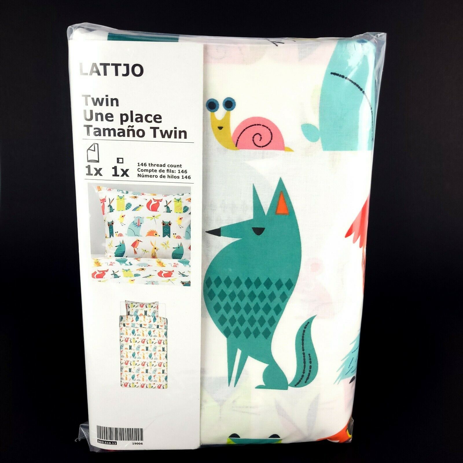 Ikea LATTJO Duvet Cover Set Twin Bed Forest Animals New - £32.55 GBP