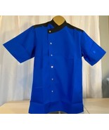 Happy Chef Men&#39;s Size S Blue Black Snap Up Professional Cook Smock Shirt... - $409.56 MXN
