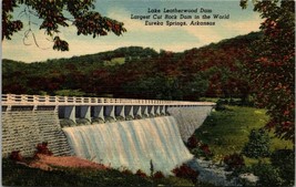 Arkansas Eureka Springs Lake Leatherwood Cut Rock Dam 1930-1945 Vintage Postcard - £6.64 GBP