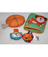 Infantino Monkey &amp; Lion Baby Wrist Rattle GUND Mini Pros Plush Soft Toy ... - $14.77