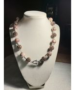 18 Inch Handcrafted Necklace Coffee Colored With Silver Colored Accents - £19.70 GBP