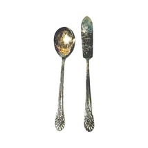 Antique Spoon &amp; Butter  Knife  Spoon &amp; Knife Set AA Silver Plated Floral... - $9.50