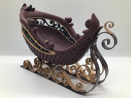 Vintage Decorative Christmas Sleigh Centerpiece Metal Scroll Runners 11”... - $17.81