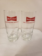 Lot Of 2 Budweiser The Genuine Article Beer Glasses Cups Clear pair - £15.17 GBP