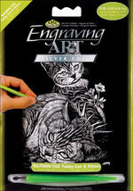 Silver Foil Engraving Art Mini Kit 5&quot;X7&quot;-Tabby Cat &amp; Kitten - £8.60 GBP