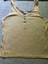 Sonoma Womens Sleeveless Scoop Neck Tank Yellow/Wht Stripped Size Large - £15.53 GBP