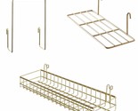 Gold Grid Basket With Hooks,Bookshelf,Display Shelf For Wall Grid Panel,... - £25.94 GBP