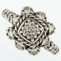 Judith Ripka Sterling Silver Iron Cross Diamonique Ring w/ Petal Accents Size 11 - $137.20