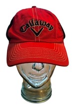 Callaway Golf Hat Cap Two Tone Red Black Mesh Back Adjustable Hook N Loop - £9.54 GBP