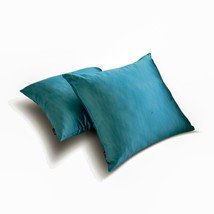 Pillow Covers Turquoise Set of 2, Satin Solid Cushion Cover-Turquoise Sl... - $19.95+