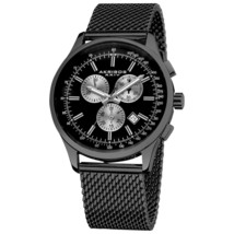 NEW Akribos XXIV AK625BK Chronograph Black Dial Black Steel Mens Mesh Watch 165F - £43.60 GBP