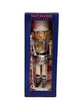 Nutcracker Village Silver White Wooden Guard Soldier 405069 2005 Holiday Decor - £18.37 GBP