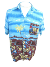 BEACHWEAR Men Hawaiian ALOHA shirt pit to pit 22.5&quot;  Christmas camp rayon luau - £11.57 GBP