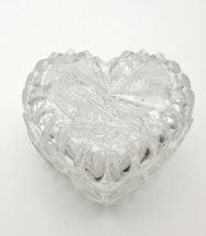 Vintage Hofbauer Byrdes Crystal Heart Trinket Dish Candy Jewelry Etched Birds - £8.95 GBP