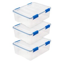 IRIS USA 3 Pack 26.5 Quart WeatherPro Plastic Storage Box Durable Lid and Seal a - £94.10 GBP