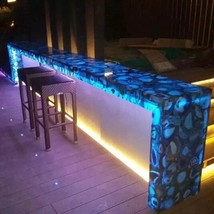 36&quot;X18&quot; Blue Agate Countertop Slab Agate Bar Table Handmade Art Restaurant Decor - £940.43 GBP