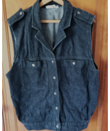 Levi&#39;s Denim Black Jean Vest Snap Front Collar Juniors Size L - $14.84