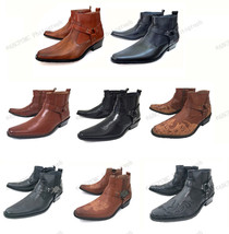 Brand New Men&#39;s Cowboy Boots Western Leather Lined Ankle Harness Strap Z... - $45.05 CAD+