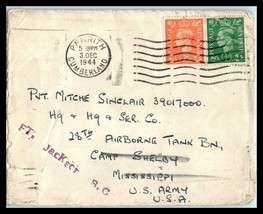 1944 GB / UK Cover - Penrith to Camp Shelby, MS fwd to Ft Jackson, SC USA Q14 - £2.37 GBP