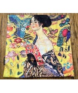 Gustav Klimt Art Lady With Fan And The Kiss Throw Pillow Cover 17 X 17 3... - $24.75