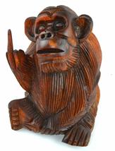 6 Inch Rude Monkey Flipping The Bird Middle Finger Wooden Statue WorldBazzar Bra - £17.36 GBP