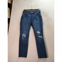 Old Navy Jeans Women Size 10 Blue Denim Pockets OG Straight High Rise Distressed - £12.51 GBP