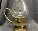 Large Vintage Solid Brass Candle Holder with handle And Glass Globe - $28.71