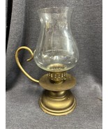 Large Vintage Solid Brass Candle Holder with handle And Glass Globe - £22.55 GBP
