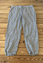 J Crew Women’s Striped Jogger pants size 8 White blue S4 - $19.60