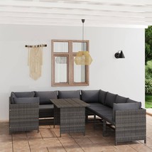  Garden Lounge Set Grey PE (polyethylene) rattan, powder-coated steel - $12,577.07 MXN