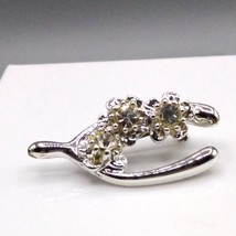 Vintage Wishbone Brooch with Clear Crystals, Silver Tone Thanksgiving Jewelry - £20.11 GBP