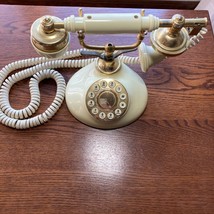 Vintage Corded Telephone Landline Phone Regal French Cream Brass Princess 516042 - £24.06 GBP