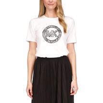 MICHAEL Michael Kors Women&#39;s Printed Charm-Logo T-Shirt White B4HP - £31.93 GBP