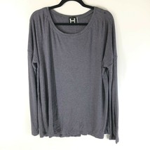 H by Bordeaux Womens Top Ribbed Knit Draped Back Long Sleeve Gray Size L - £11.41 GBP