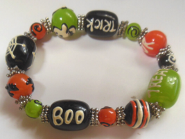 Halloween Multi-color glass Bead Stretch Bracelet - £11.37 GBP