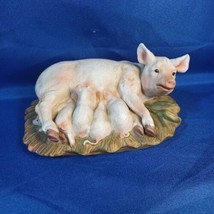 Vintage Homco Masterpiece Porcelain Nursing Pigs Figurine Piglets Mama P... - $37.39