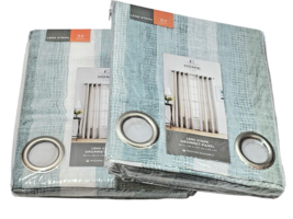 J.C. Penney Home Leno Stripe Gauze Summer Grommet Panel Pair (2) 50&quot; x 8... - £37.19 GBP