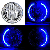 7&quot; Blue LED Angel Eye Ring Motorcycle Halo Headlight Blinker Turn Signals Light - £23.88 GBP