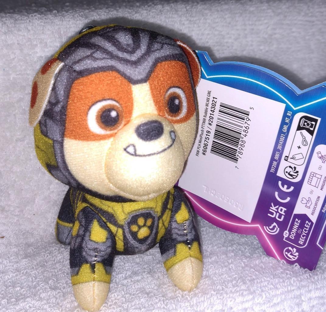 Primary image for Paw Patrol The Mighty Movie RUBBLE Clip-On 4" Mini Plush NWT