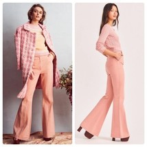 LoveShackFancy Womens Meyerson Flared Tuscany Pink Cotton Denim Jeans Pa... - $147.37